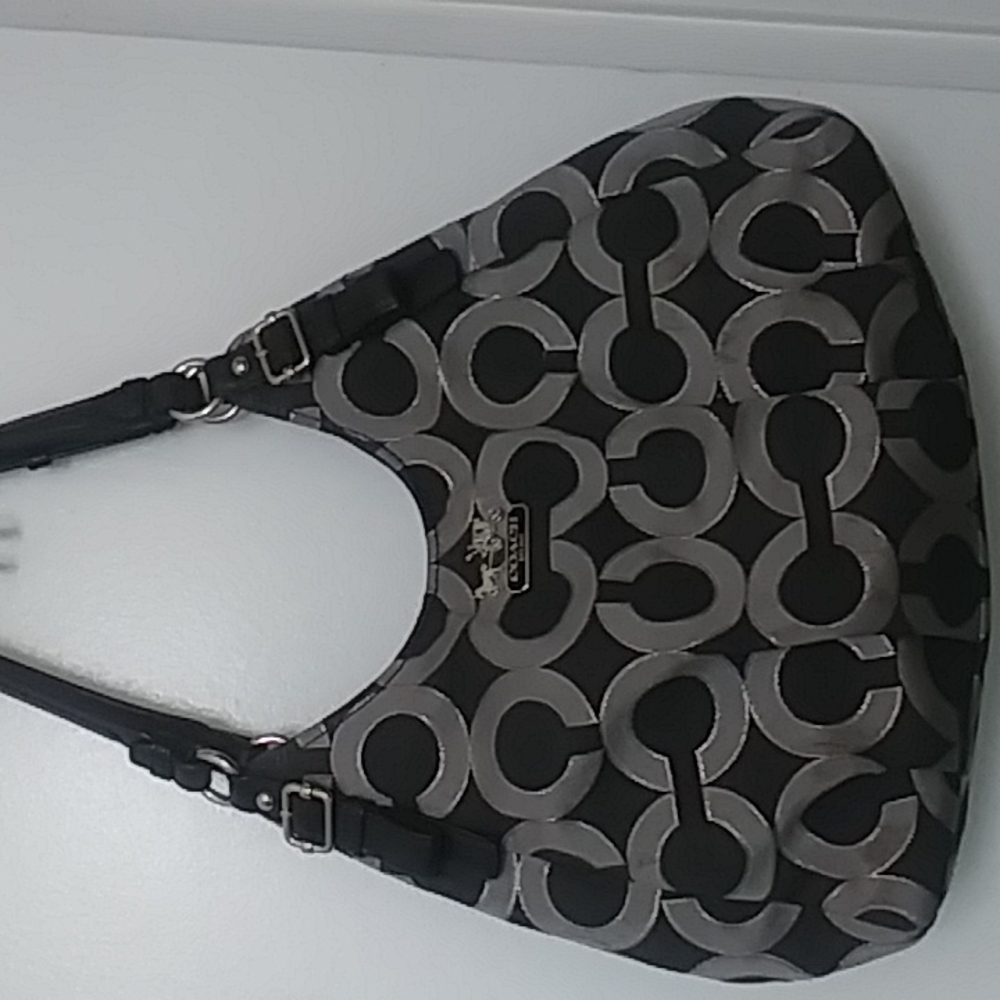 Coach black and silver shoulder bag